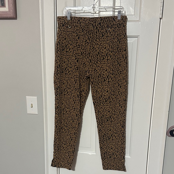 Michael Michael  Kors Black and Tan Animal Print Pants size large - Picture 1 of 3